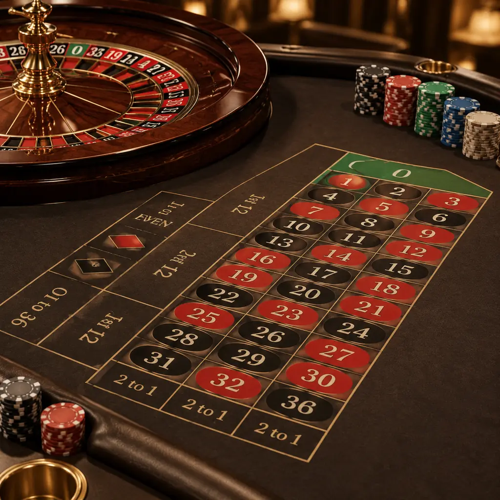 Tata letak taruhan roulette dan roda di kasino