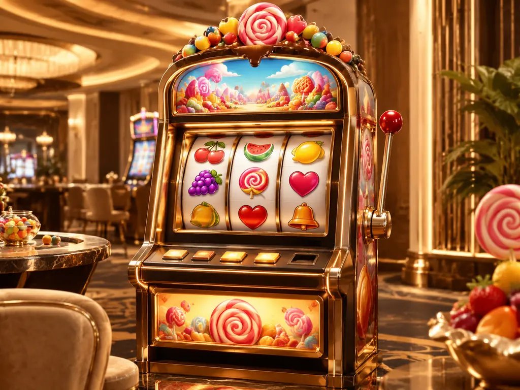 Mesin slot kasino bertema permen dan buah